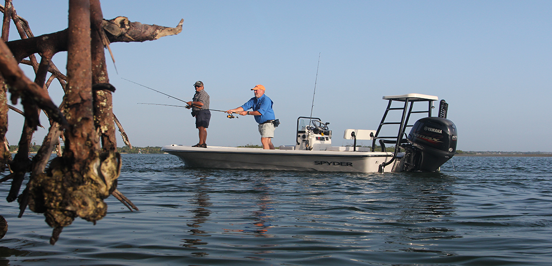 Spyder - FX19 Flats Boat w/ Yamaha SHO Outboard Fishing in Mangroves